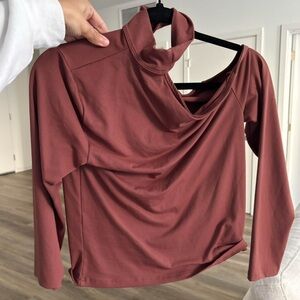 Abercrombie & Fitch Rust Long Sleeve Top with Unique Neckline